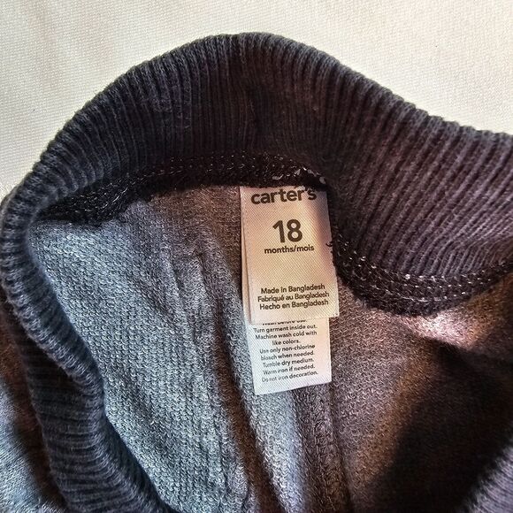 Carter's All Cotton Gray Baby Sweat Pants With Drawstring Waist sz 18 mo. - Picture 4 of 5